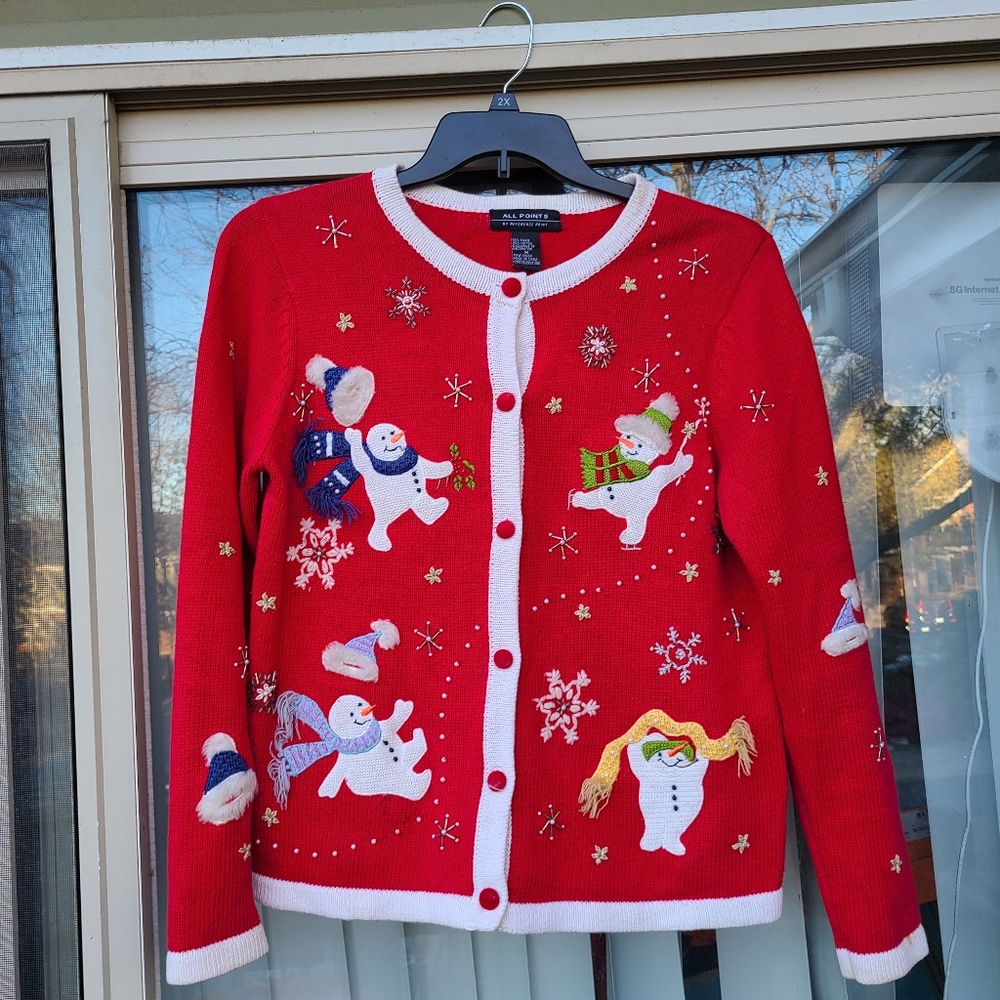 All Points Snowman Christmas Cardigan